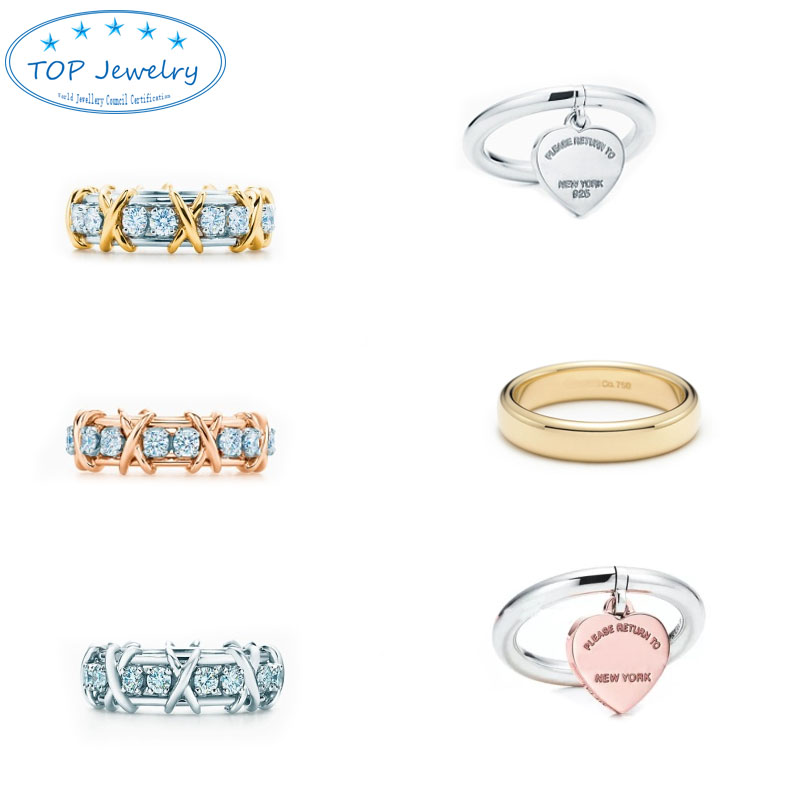 

silver men rings initial designer luxury heart pendant women Love Couple wedding rings Fashion luxury brand jewelry