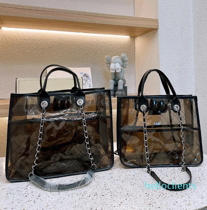 

2023 Fashion Designer Jelly Bags Classic Flower Beach Tote Bag TOP Luxury Large Capacity High Bag Celebrity Party Transparent Package Beige hot Versatile Fashion, Brown