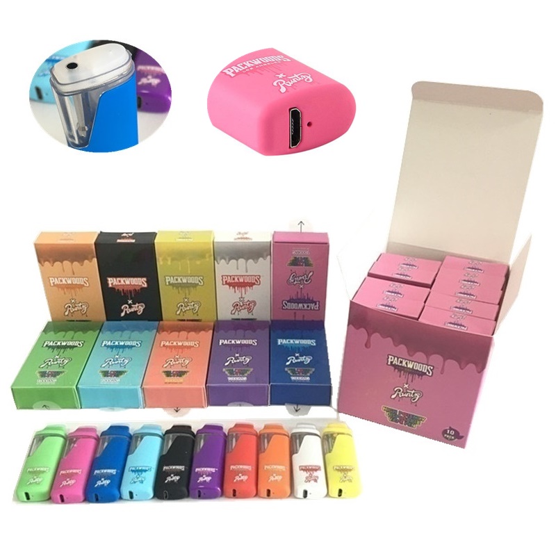 

packwoods x runtz ecigarette kits disposable vape pens 380mah rechargeable battery 1.0ml 2.0ml empty vaporizer pods ceramic coil cartridge with 10 colors packaging, Mixed colors