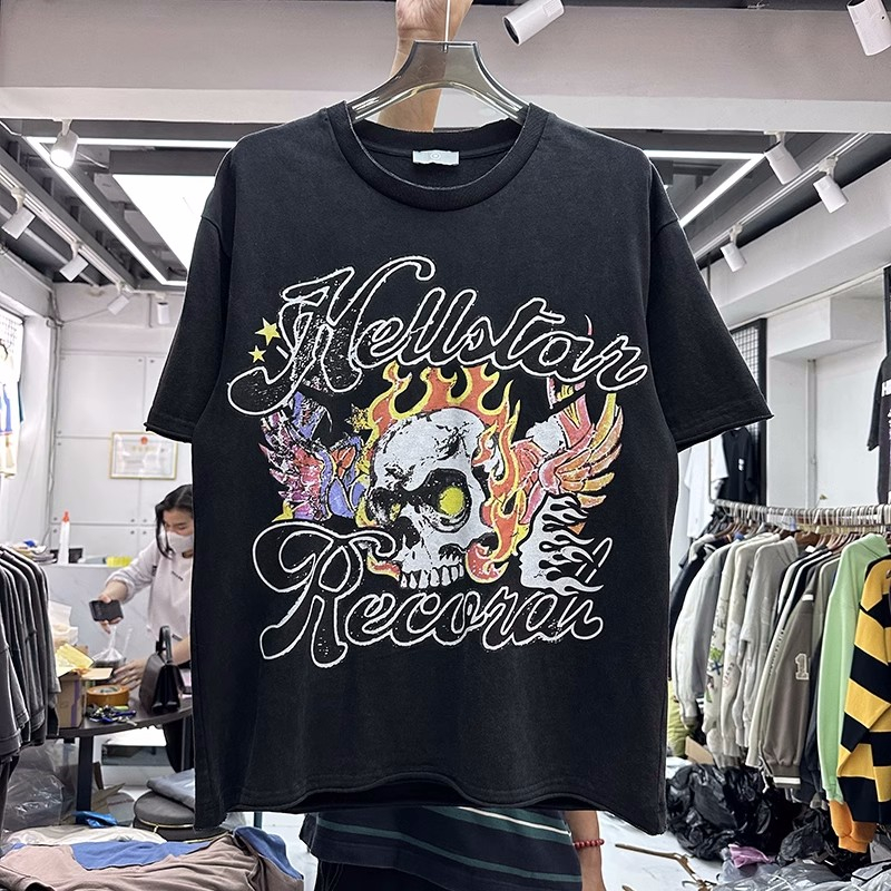 

2023ss Print T-Shirt Men's Plus Tees Women 1 Quality Vintage T Shirt Tops, Black