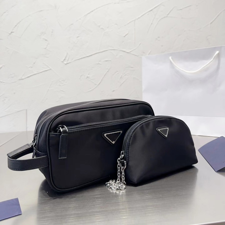 

23P new advanced sense of wash bag high-quality large capacity one pack to get all cosmetics commuting fashion Fanny pack shoulder bag, Black