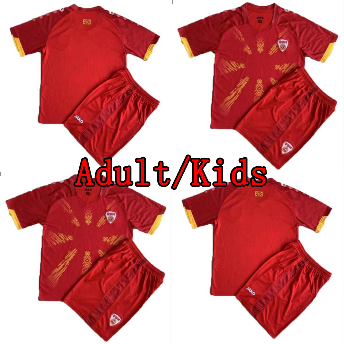 

23/24 Northern Macedonia adult kids kit Soccer Jerseys National Team Home Away Adult Uniforms in stock men and kids kits Football Shirts, Red