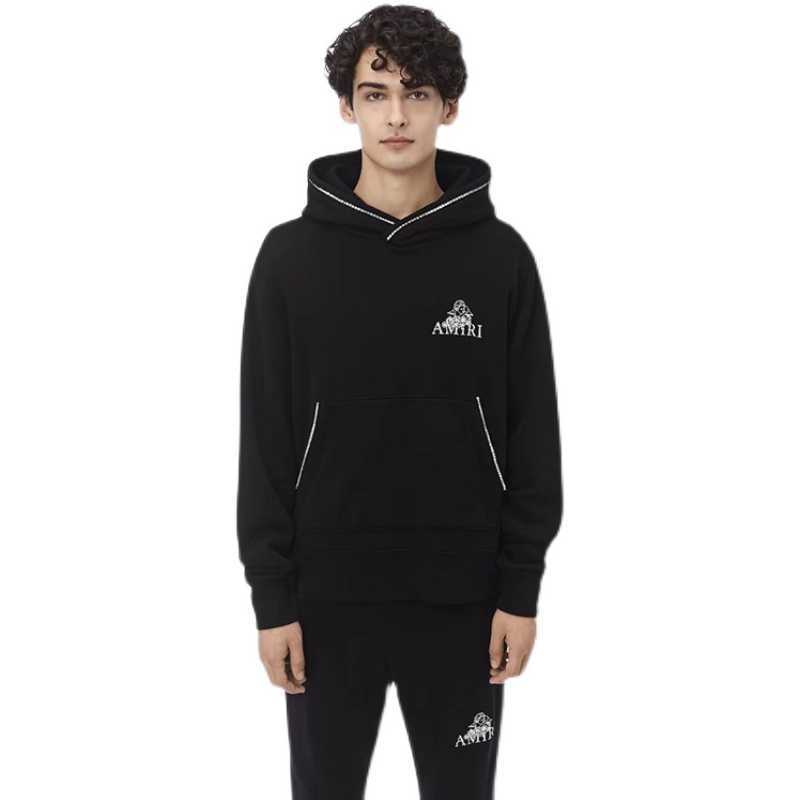 

Designer Clothing Luxury Casual Hoodies Fashion Sweatshirts Amiiri Spring Cupid Angel with Diamond Print Men' Women' Loose Hoodies Fashion, Shipping fee
