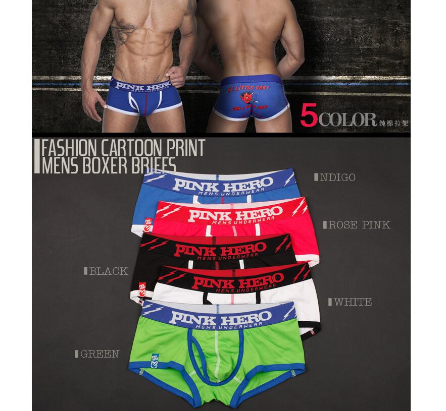 

new Men's plus size Underpants Sexy fashion underwear printing striped briefs cotton men 's angle underwear 5piece/lot, Red