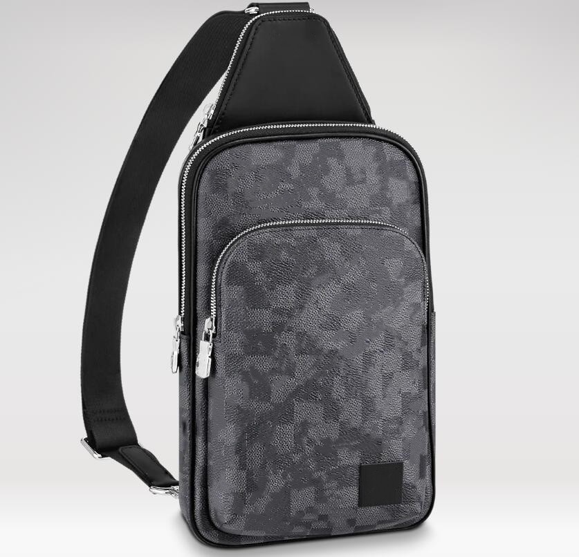 

Avenue Sling Bag Mens Designer Genuine Leather Shoulder Bags Mans Luxurys Designers Cross Body Purse Wallet Hobos Message Handbag Tote Waist Bag 2 color, Black grid