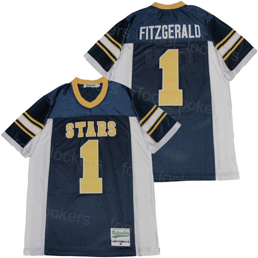 Lycée 1 Larry Fitzgerald Pitt Panthers Jersey Football Moive Pour les fans de sport Pur coton Respirant Équipe Navy College Cousu Vintage Univers