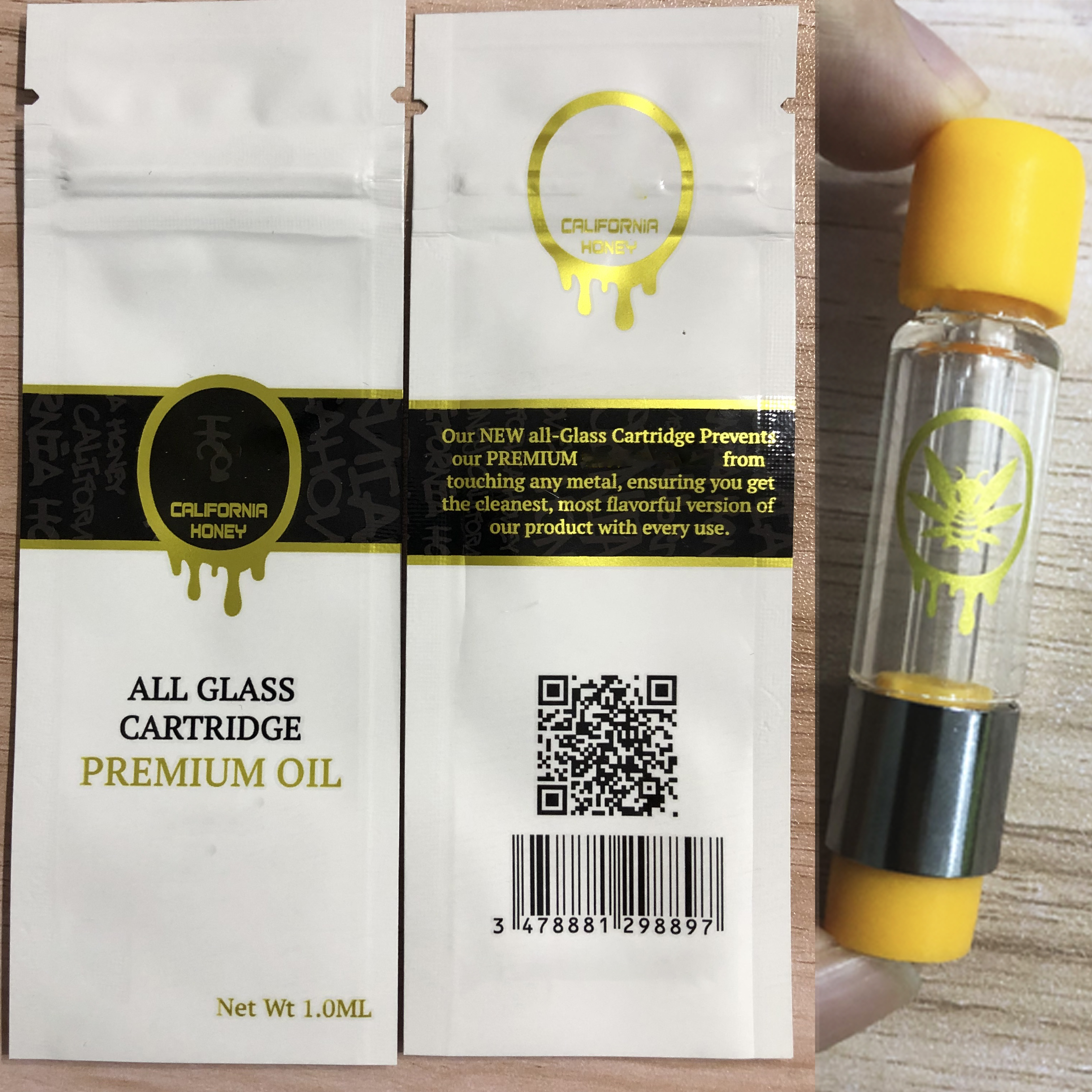 

California Honey Full Glass Vape Cartridges 510 Thread OEM Logo Metal Free All Glass Vapes Carts D8 D9 D10 Vaporizer Tank