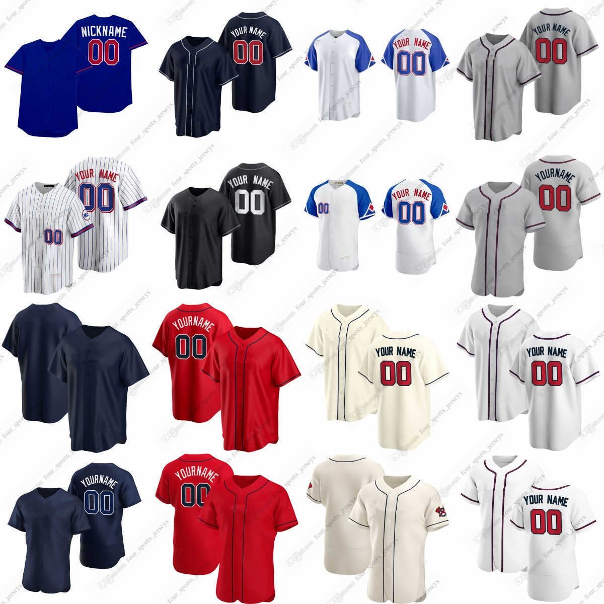

2023 Custom Baseball Jerseys Acuna Jr. Olson Aaron Albies Riley Fried Pillar Rosario Anderson Chavez Elder Jimenez Lee Minter Morton, Men sizes--6xl