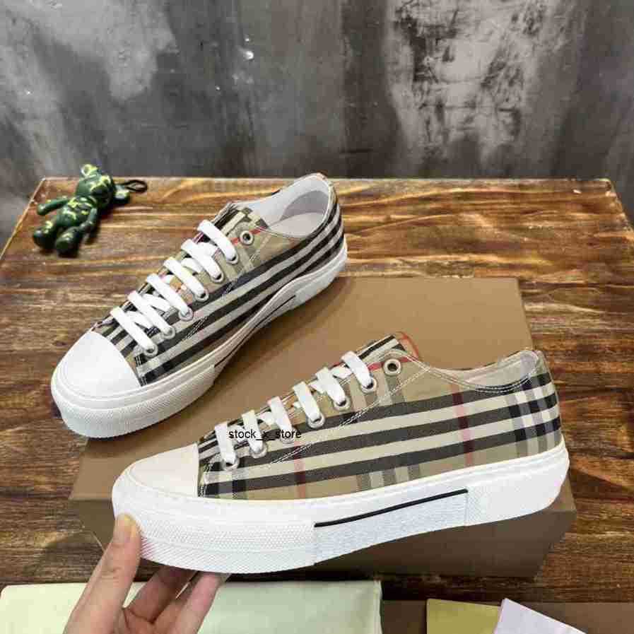 

Women Sneaker Check Cotton Men Sneakers Designer Gabardine Print Canvas Checks Casual Shoes Vintage burbrerys Shoe Printed Size 35-45 OB4Y, Color 2
