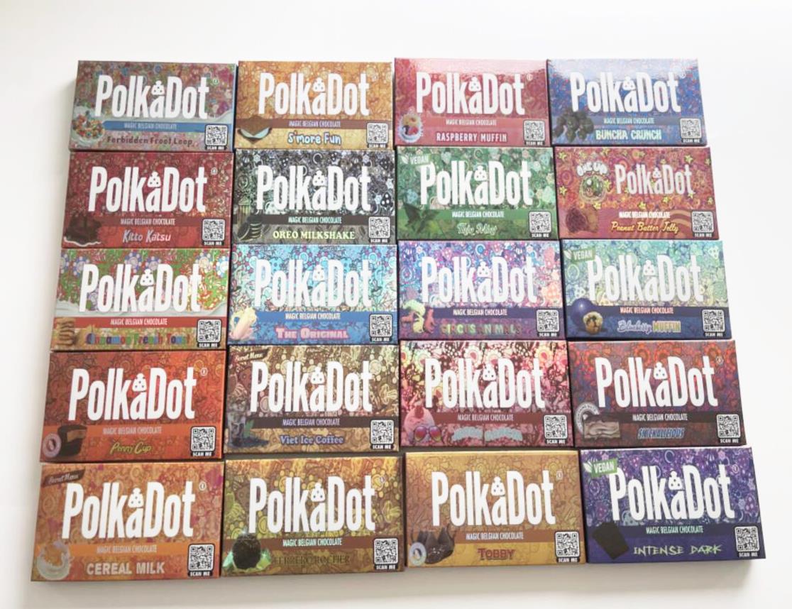 

Polkadot Magic Mushroom Chocolate Package Boxes QR Code 4Grams 4G with Compatible 15 Pieces Chocolate Mold Display Boxes