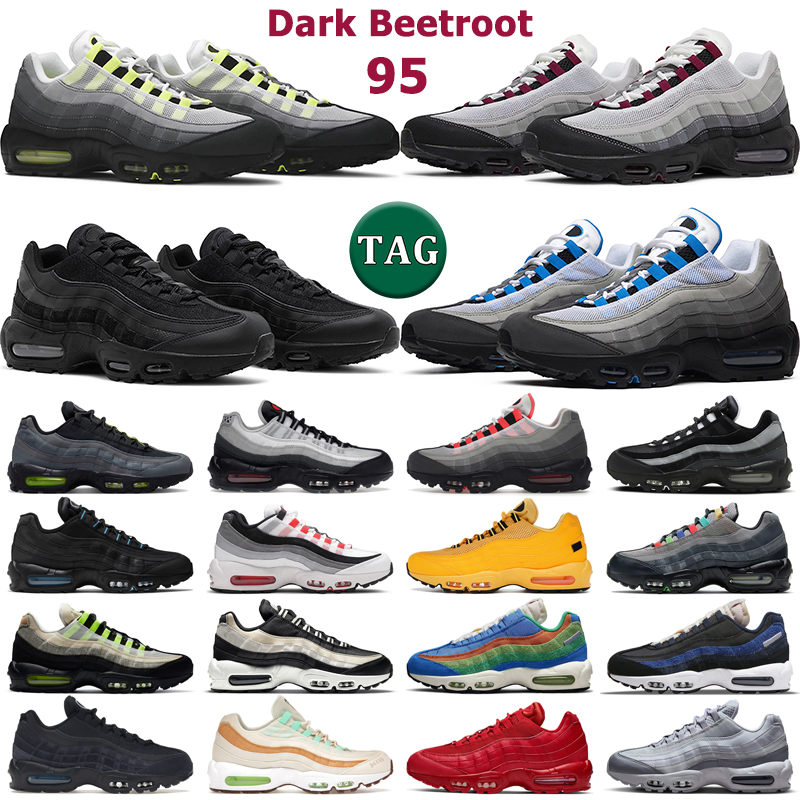 

95 running shoes men women 95s OG Neon Triple Black White Dark Beetroot Laser Crystal Blue Smoke Grey Solar Red Volt Fish Scales mens trainers outdoor sports sneakers, 19