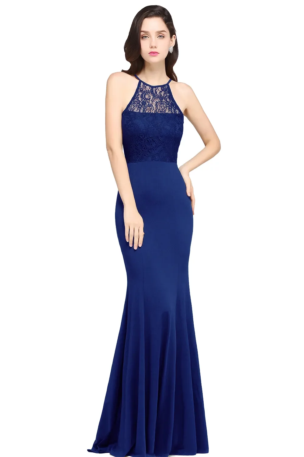Clear Out Cut-Out See-Through Back Wine Red Cocktail Dresses Halter Neck Long Mermaid Lace Sleeveless Celebrity Party Gowns cps617-image-861645432