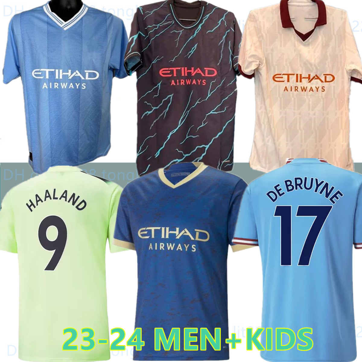 

22 23 24 Erling Haaland MANS CITIES SOCCER JERSEYS PHILLIPS GREALISH DE BRUYNE FODEN 2022 2023 2024 MANCHESTERS football tops shirts kids kit thai, 22-23 third