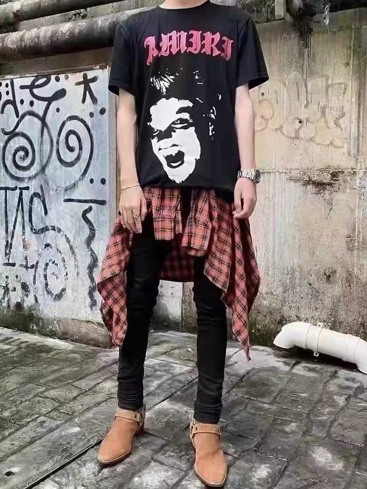 

Designer Fashion Clothing Tees Tshirt Amiiri Vampire Short Sleeve Cotton Luxury Casual Streetwear Hip hop Tops Loose TShirts For sale, Black