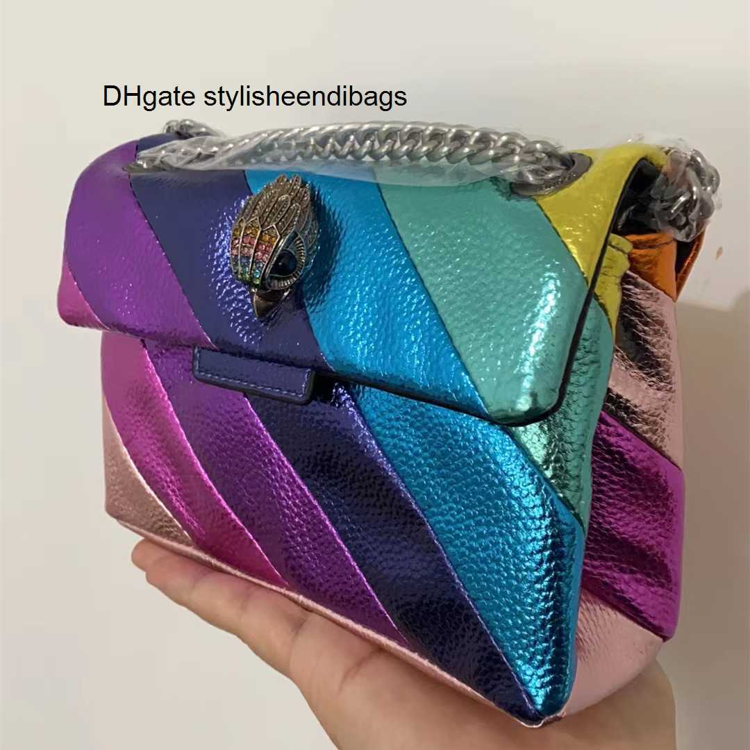 

Kurt Geiger London Kensington Mini PUl Leather Rainbow Cross Body Bag and Purse Luxury Shoulder Bag Small Messenger Bag, As picture+no logo