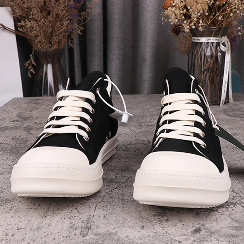 

Street High Original Rick Canvas Shoes Low Men Sneakers Couple Shoe Lace-up Men's Casual Shoes Solid Owens Rubber Designer Women's Sneaker GROQ, Black canvas 2