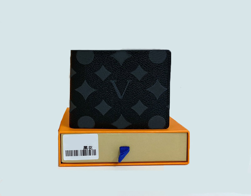 

Designer mens wallets luxury Multiple purses flower letter short credit card holders male fashion plaid money clutch bags with box high-quality, 60895#black plaid
