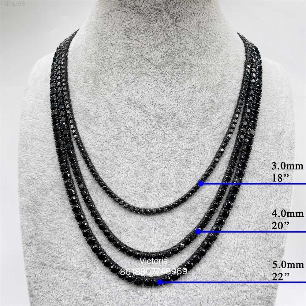 Pass Diamond Tester 3mm 4mm 5mm Black Moissanite Tennis Chain