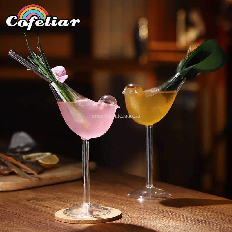 

Wine Glasses 124Pcs Bird Champagne Glass Creative Molecular Smoked Cocktail Goblet Glasses Party Bar Drinking Cup Wine Juice Cup 150ml J230425