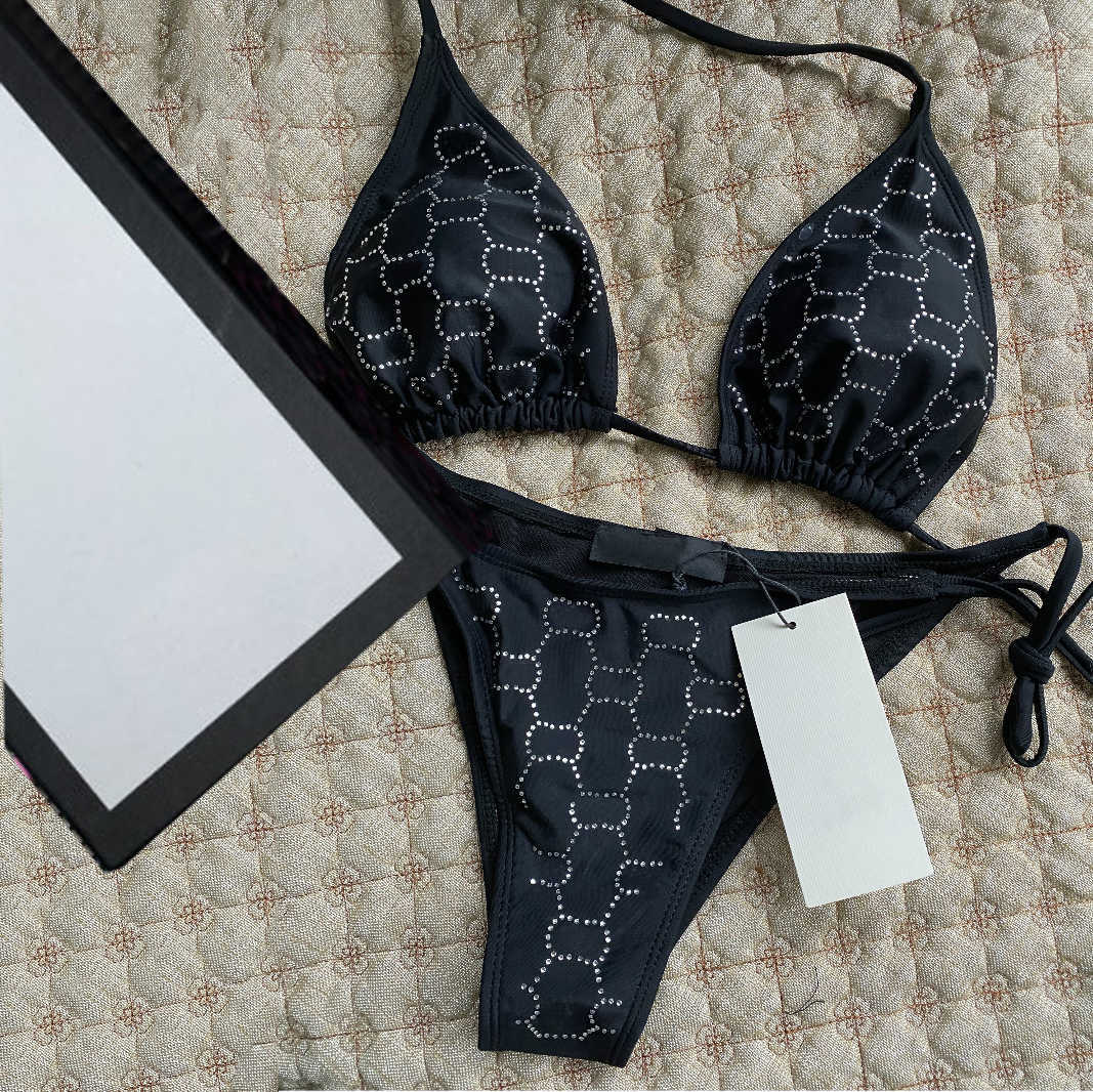 

Designer Bikinis Woman Two-Piece Bikini With Letter Swimsuits Crystal Summer Swimwear Beach Luxury Bathing Suits Three-point Swimsuit, 01