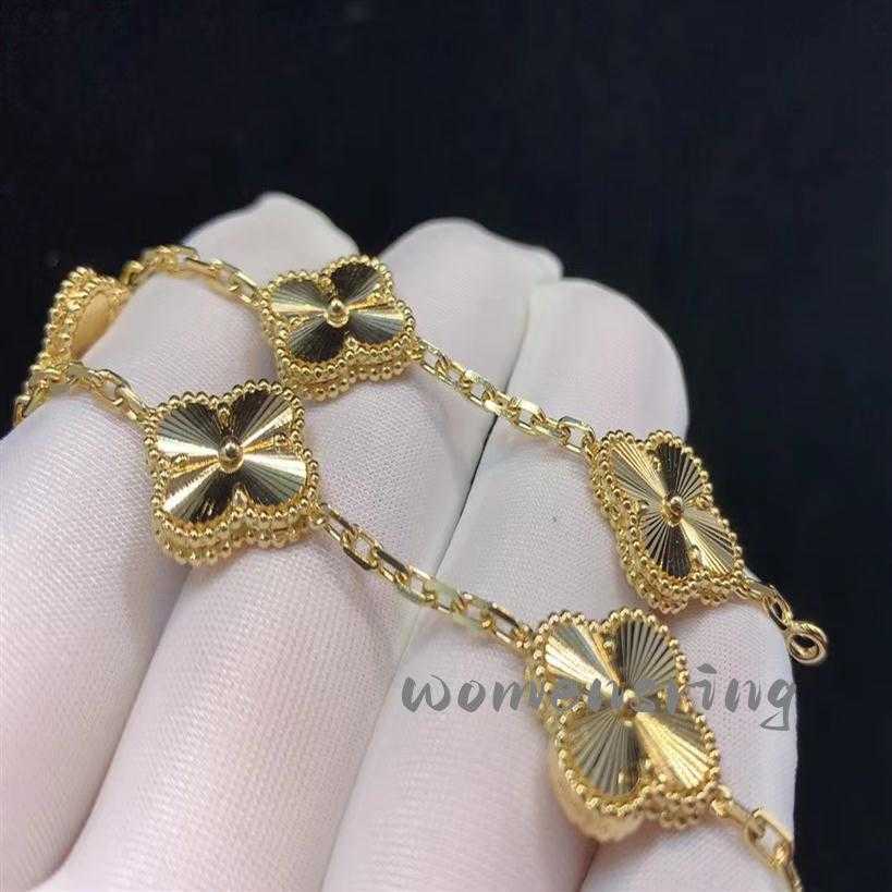

Luxury VAN Clover Designer Bracelet Pearl 4 Leaf 18K Gold Laser Brand Bangle Charm Bracelets Necklace Earrings Diamond Wedding A Jewelr226r