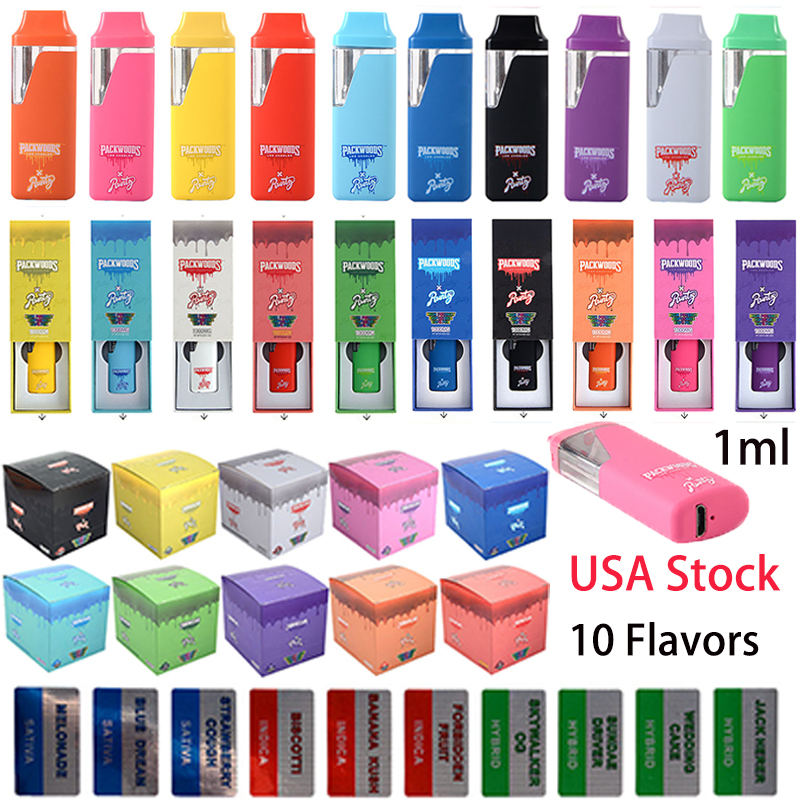 

PACKWOODS Runty USA Stock Disposable Vape PACKWOODS X Runtz 1ml Empty Disposable Device Pods 380mAh Battery Rechargeable Packaging With Box 10 Flavors E Cigarette