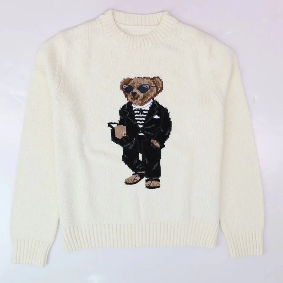 Little Bear Men&#039;s Knitted Sweater Fashionable and Comfortable Wool Blended Pullover-image-923424089