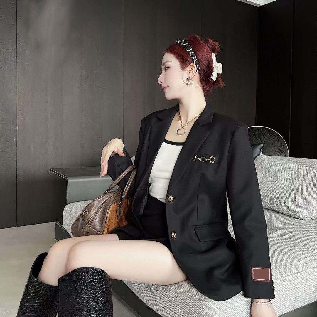 

womens suit designer clothes blazer Double G spring new released tops E319, Black