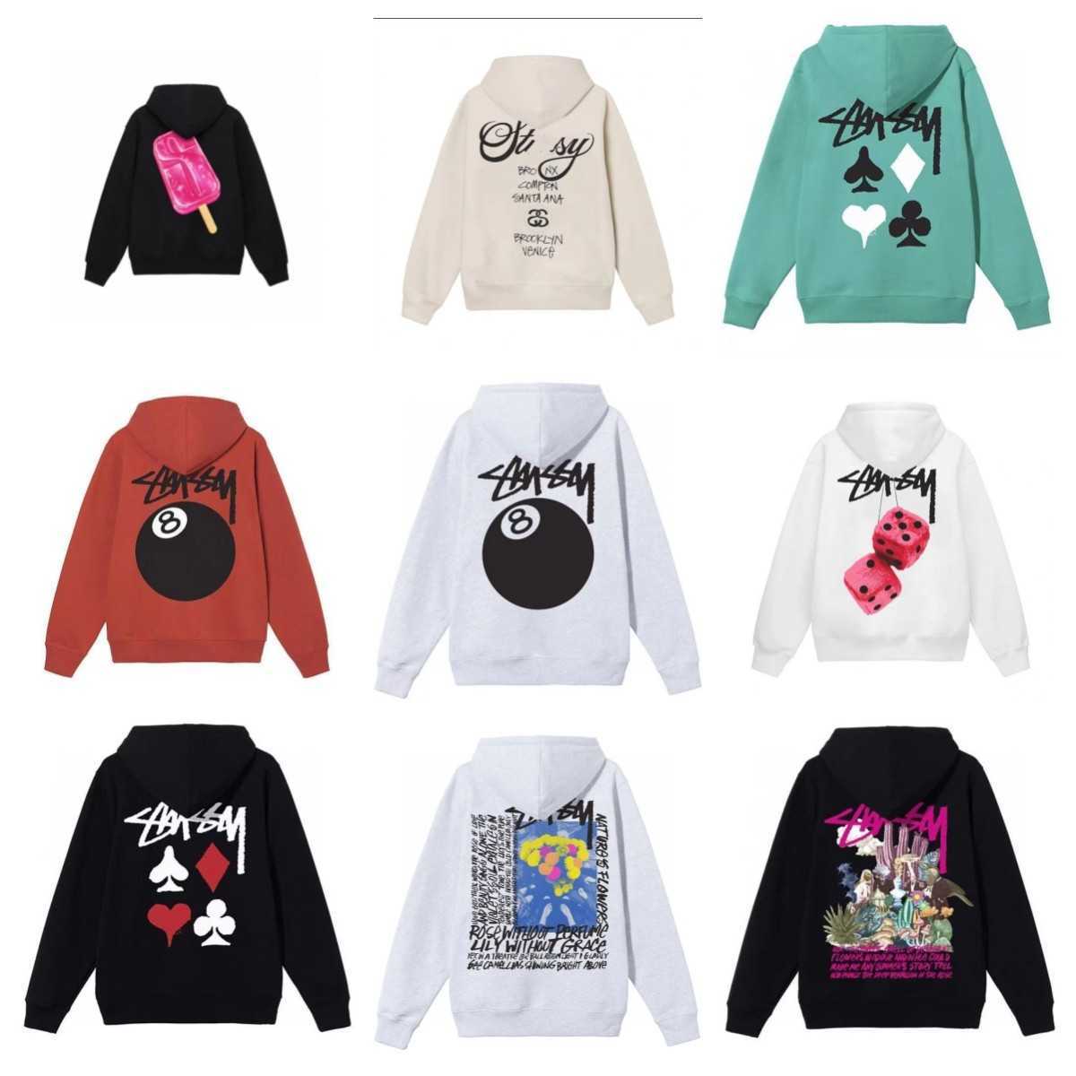 stus hoodie designer hoodie stusys spring and fall hoodie hoodie black, red and white fashion cotton warm gentle classic pool dice series male and f