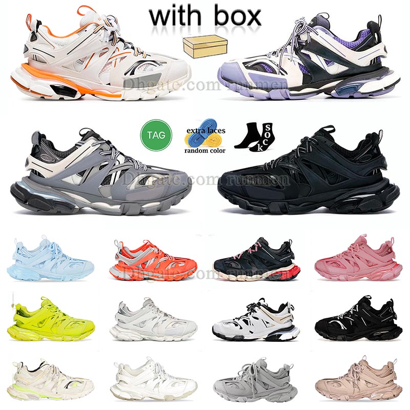 

With Box Designer track 3.0 Sneaker Men Women Casual Shoes Luxury paris Tracks 3.0 Triple white black Trainer Nylon Printed leather Platform dhgate sneakers trainers, A17 white pink 36-40