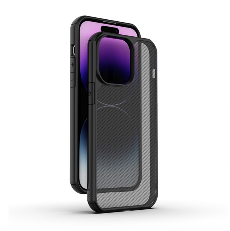 

Phone Cases Carbon Fiber Shield for iPhone 14 13 12 Pro Max Shockproof Heave Duty Rubber Bumper Matte Hard Back Protective Cover, Black