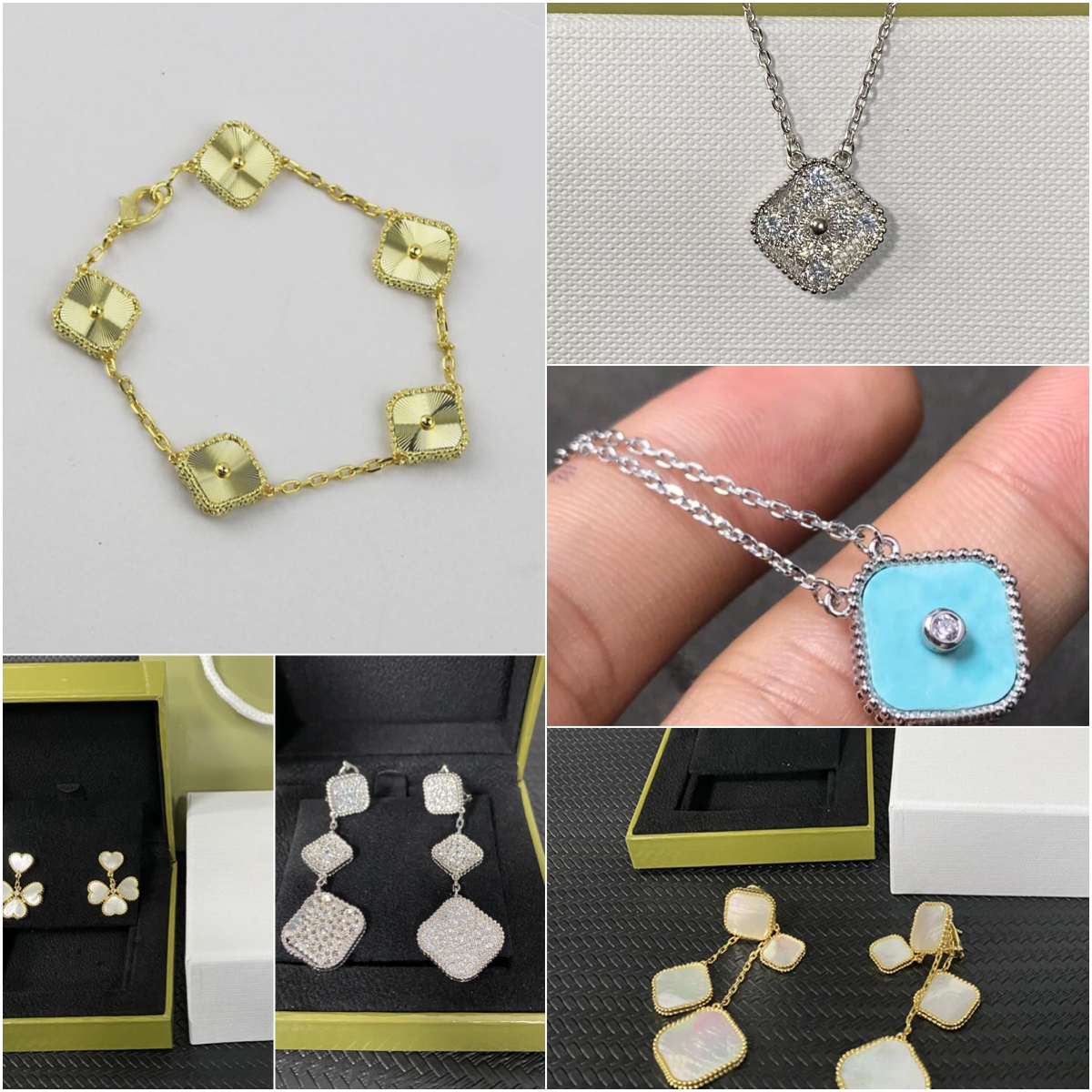 Clone élégant bracelet collier boucles d'oreilles mode homme femme chaîne bracelets de mariage colliers conception spéciale bijoux avec boîte-cad