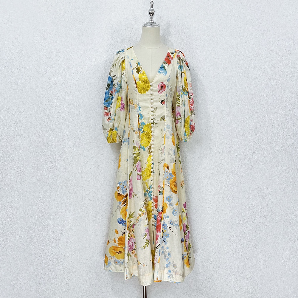 

Runway Dresses 2023 Australian Designer Design Fashion Slim Fit V-Neck Long Dress, Multi