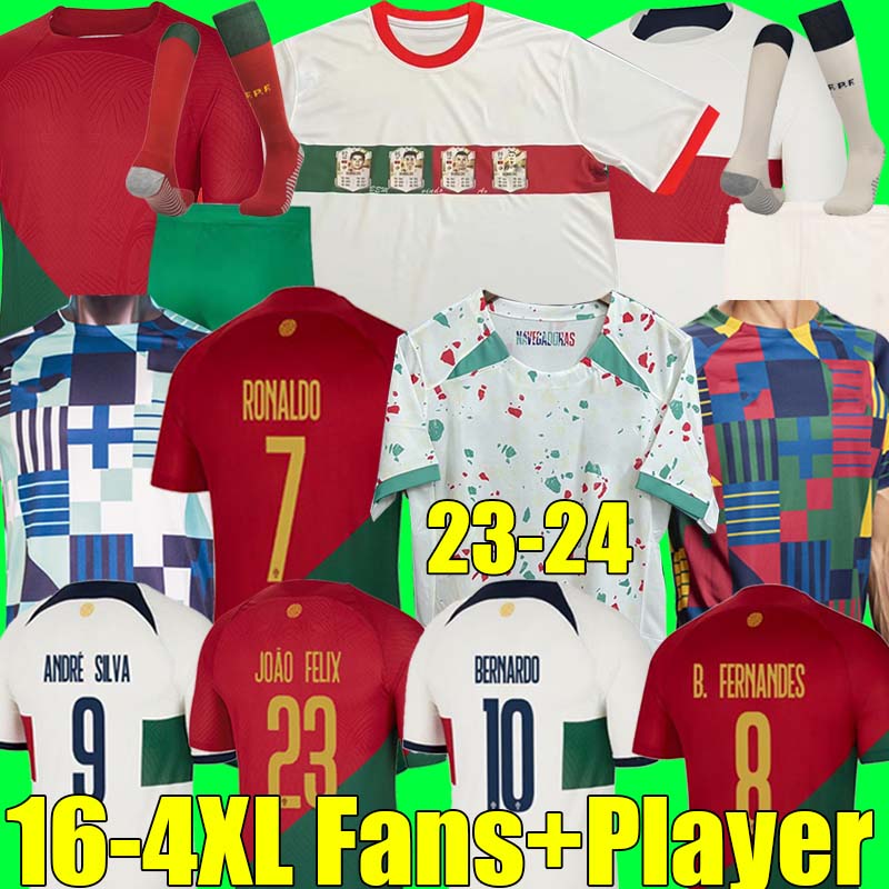 

4XL 22/23 PortugalS B.FERNANDES soccer jerseys national team 100th R O N A L D O BRUNO FERNANDES JOAO FELIX 2023 Bernardo Diogo J. pepe football shirt Kits sock full set, 2022 away kit