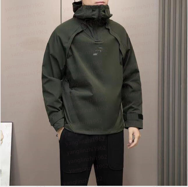 Men's windbreak hooded printed bird logo designer brand men's jackets windproof and waterproof AC R windbreaker green black jacket