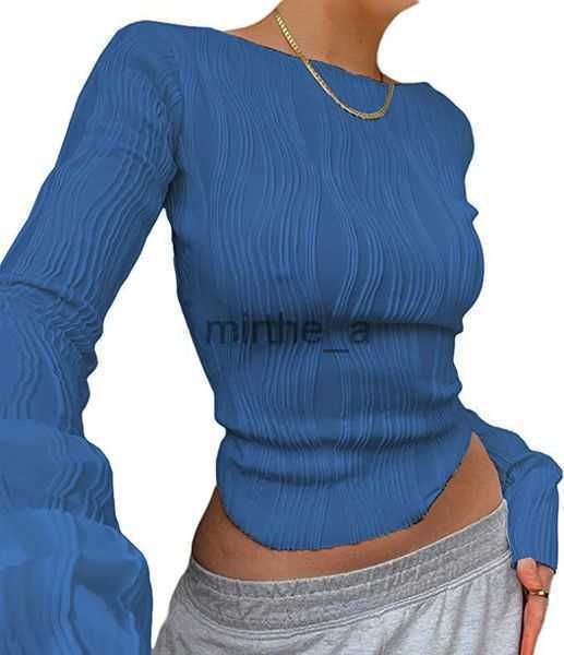 

T-shirts Women's T-shirt Women Long Sleeve Crop Top Y2k Clothes 2023 Autumn Casual Ruched White Skinny Black Basic Tee Corset Pulovers t ShirtINSN