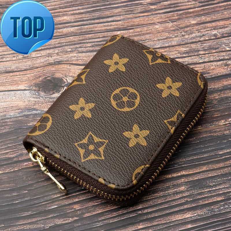 

Wallets Original High Quality Designers Purses Fashion Short ZIPPY Wallet Monograms Classic Zipper Pocket Pallas Bag Zip C, Brown flower
