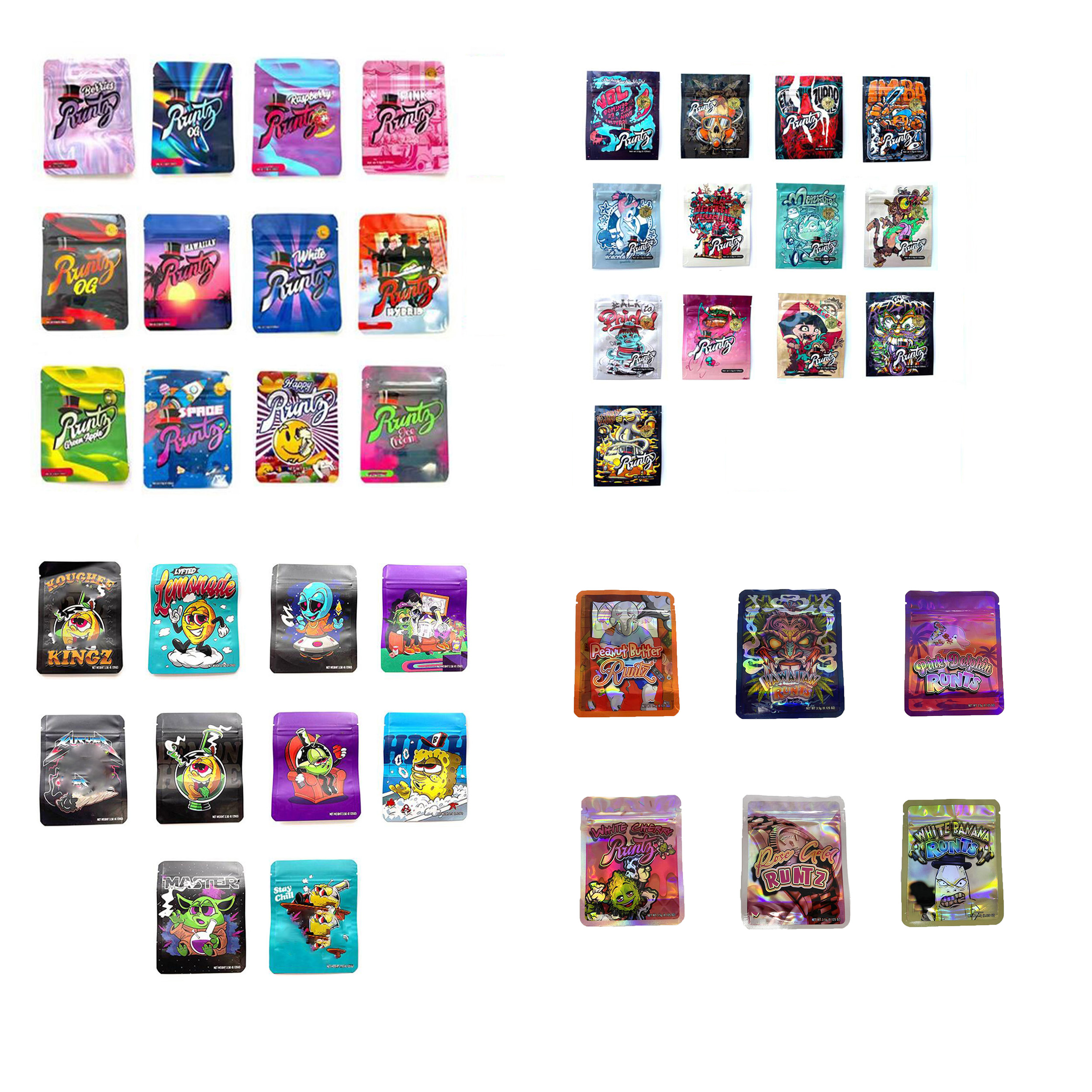 

3.5g White Runtz og packaging bags Wock Gelato London Pound cake mylar bag HUBBA BUBBA KUSH APLLE FRITTER glue stand up pouch
