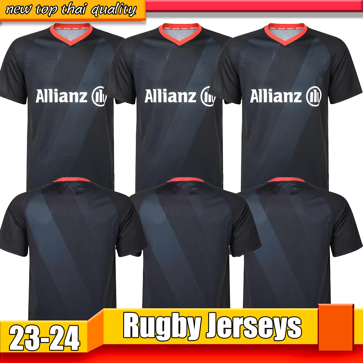 

22 Saracens Rugby Jerseys home away black shirt national team League High-quality Saracens National Team rugby shirt S-5XL rugby camisetas rugby ball size Top quality, 01