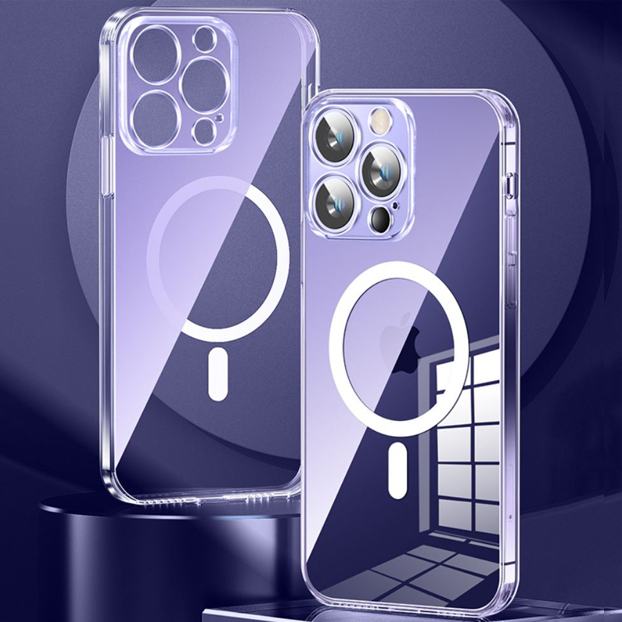 

Original Magnetic Clear Phone Shell Case For iPhone 13 14 12 11 Pro Max Mini For Magsafe Wireless Charge Silicone Case Soft Back Cover, Transparent