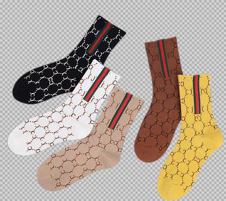 

23SS luxur socks for Mens and Womens sport long sock 100% Cotton wholesale Couple 5 pcs with box, Five pairs/mixed color