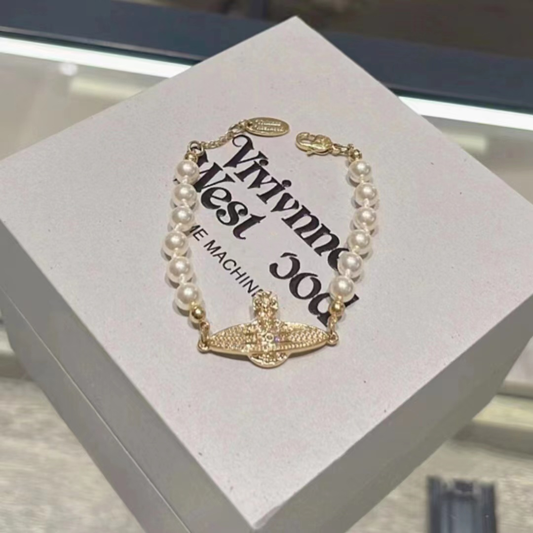 

Designers Saturn pearl bracelets woman chain with logo 18K golden Classic paperclip necklace never fade