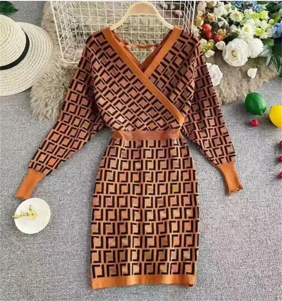 

Designer Womens Dresses clothing knitting sweater dress pajamas belt decoration tech fleece Caots casual homme wear sexy Knits tops Club Blouses size S-XL, Red