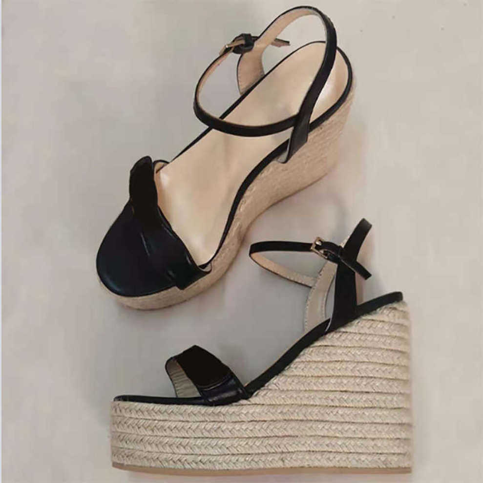 

Adjustable ggity Designer Ankle Platform Sandals Black Women's Leather Espadrille White Wedge High Strap Heels Sandal Summer Party Wedding Shoes With Box 291, Color 3