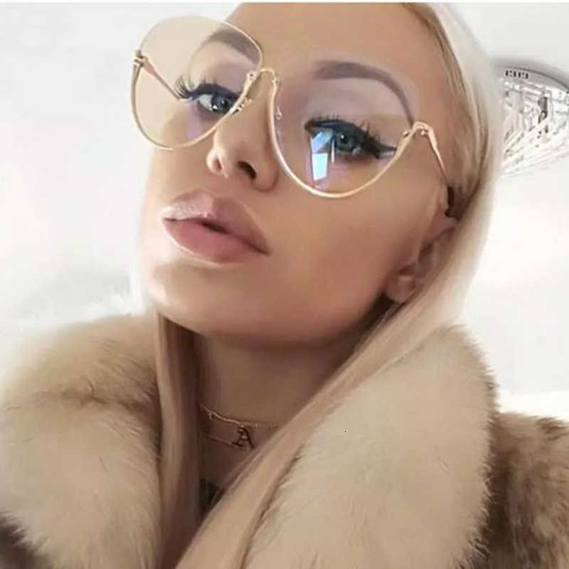 

Fashion half-frame cool sunglasses 2022 Half Frame Glasses Women Transparent Vintage Large Eyeglasses Frames Clear Lens Round Men Lady Eyewear