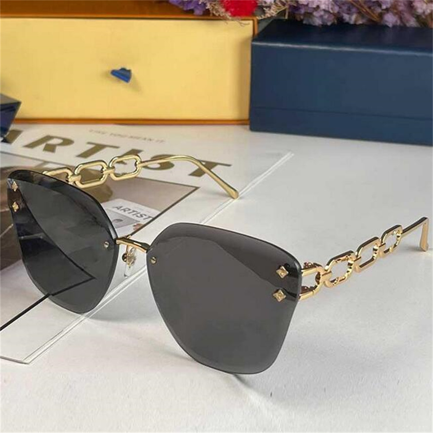 

2023 JEWEL cat eye sunglasses Z1626U luxury brand designer rimless gradient lens metal chain temple with classic logo female personality all-match glasses Z1628U