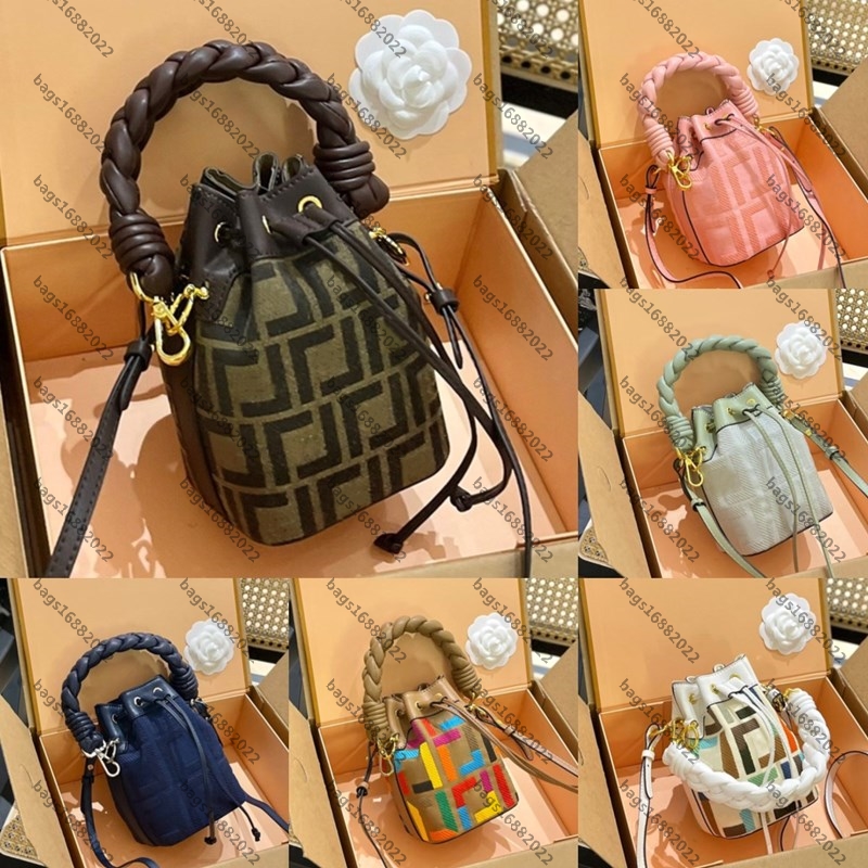 

Top quality mini bucket bag handbag Mon Tresor women shoulder crossbody bag designer bag bucket bag Metal Signs leather bag luxurys bags chain bags fashion fendis bag, Add box