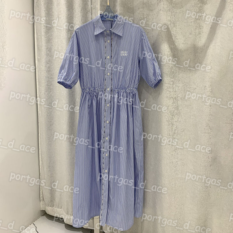 

Letters Women Dress Striped Short Sleeve Dress Charming Casual Midi Dress, With label#@0425