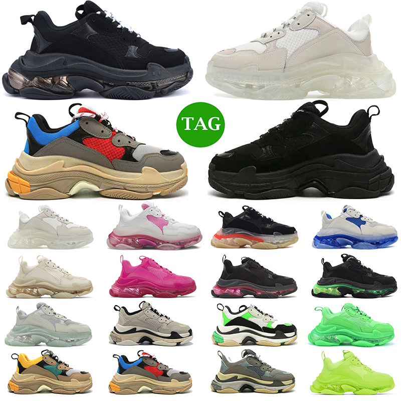 

triple s casual shoes platform sneakers Black White Beige Dark Red Grey Blue Green mens trainer outdoor jogging walking size 36-45, #12