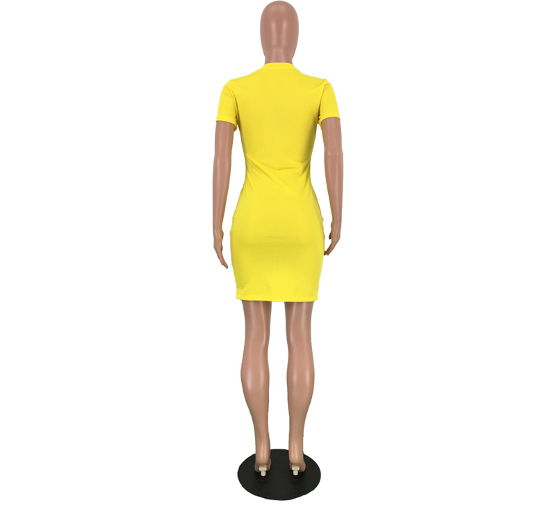 

Designer Dresses for Women Summer Fashion High Quality Elegant Luxury Mini Vestidos O-neck Letter Print Street Wear Clothes K234, Yellow